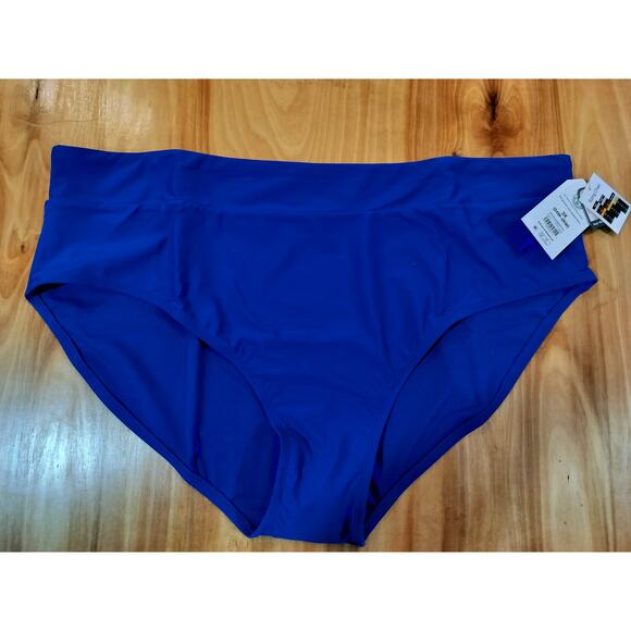 Time and Tru High Waist Bikini Bottom 3X Blue Plus Size Swim Bottom - Picture 3 of 6